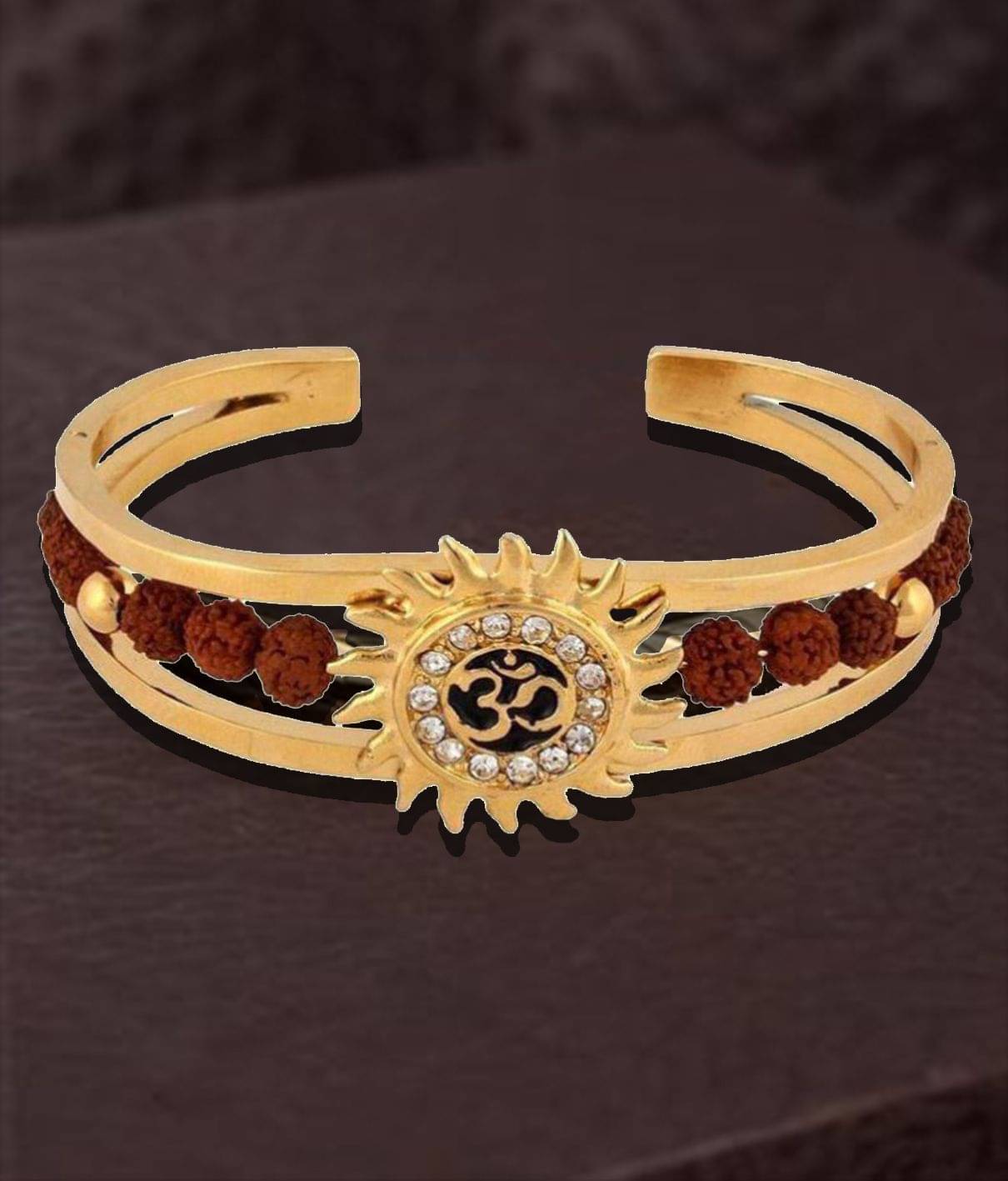 Onnet Rudraksha High Quality Gold Plated Brass Om Mens Kada (adjustable Size) Onnet Rudraksha High Quality Gold Plated Brass Om Mens Kada (adjustable Size)