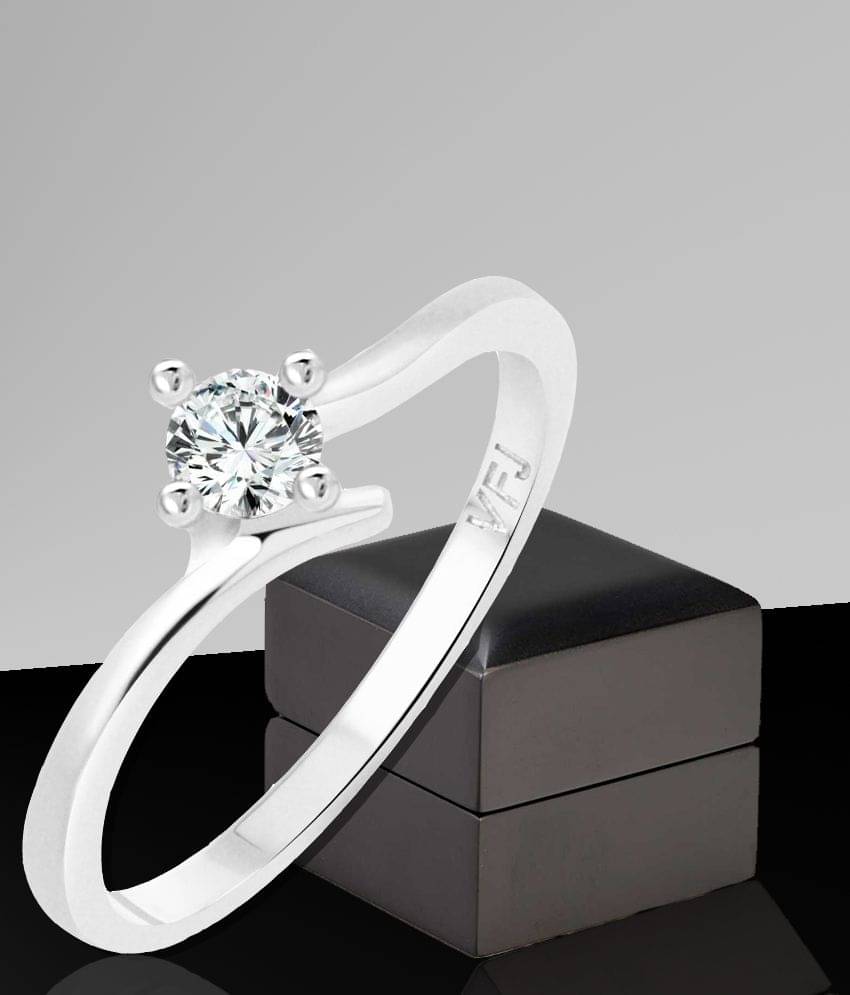     			Vighnaharta Youth Solitaire CZ Rhodium Plated Alloy Ring for Women and Girls - [VFJ1249FRR14]