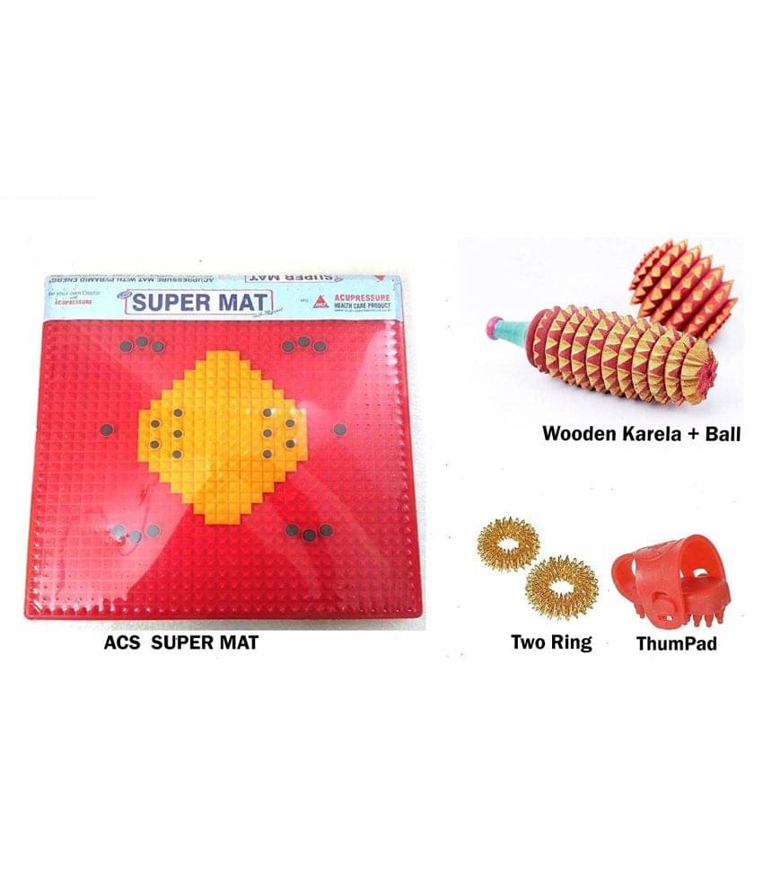 AHCS Acupressure Mat With Wooden Karela & Ball, Sujok Ring Thumb     			AHCS Acupressure Mat With Wooden Karela & Ball, Sujok Ring Thumb