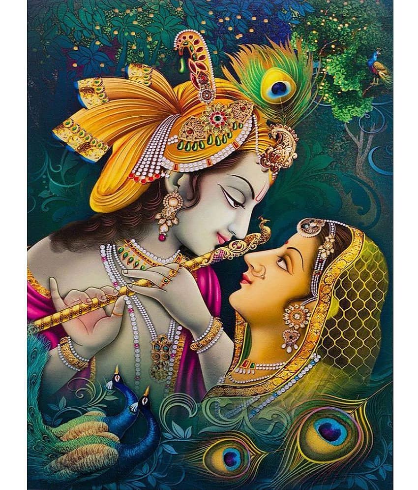 MAHALAXMI ART & CRAFT Radha Krishna Paper Wall Poster Without Frame