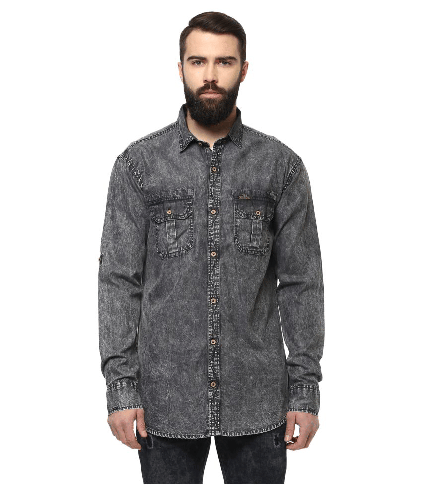     			Urbano Fashion - Grey Denim Slim Fit Men's Casual Shirt (Pack of 1)