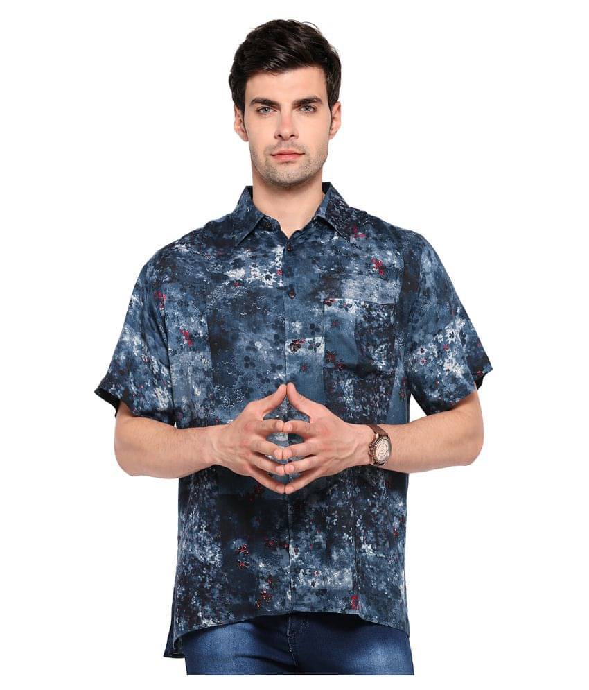     			Vivid India Cotton Blend Regular Fit Prints Men's Casual Shirt - Blue ( Pack of 1 )