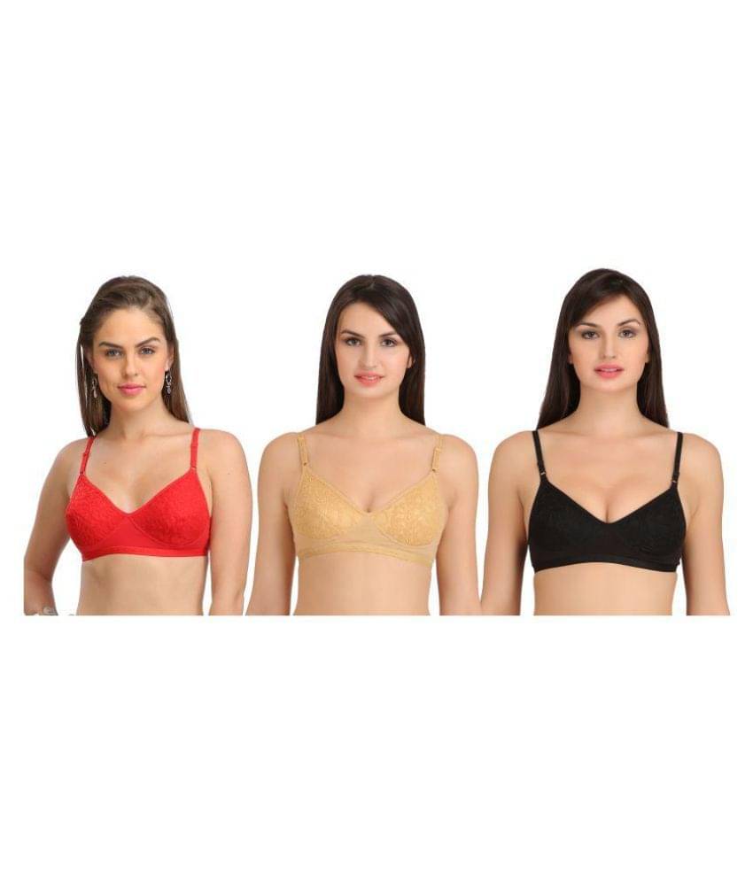 Selfcare Pack of 3 Cotton Non Padded Women's T-Shirt Bra ( Multi Color ) Selfcare Pack of 3 Cotton Non Padded Women's T-Shirt Bra ( Multi Color )