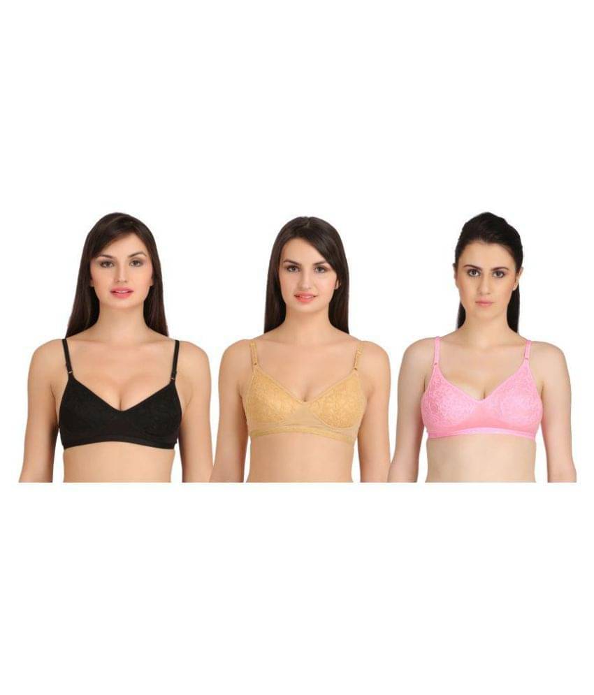 Selfcare Pack of 3 Cotton Non Padded Women's T-Shirt Bra ( Multi Color ) Selfcare Pack of 3 Cotton Non Padded Women's T-Shirt Bra ( Multi Color )