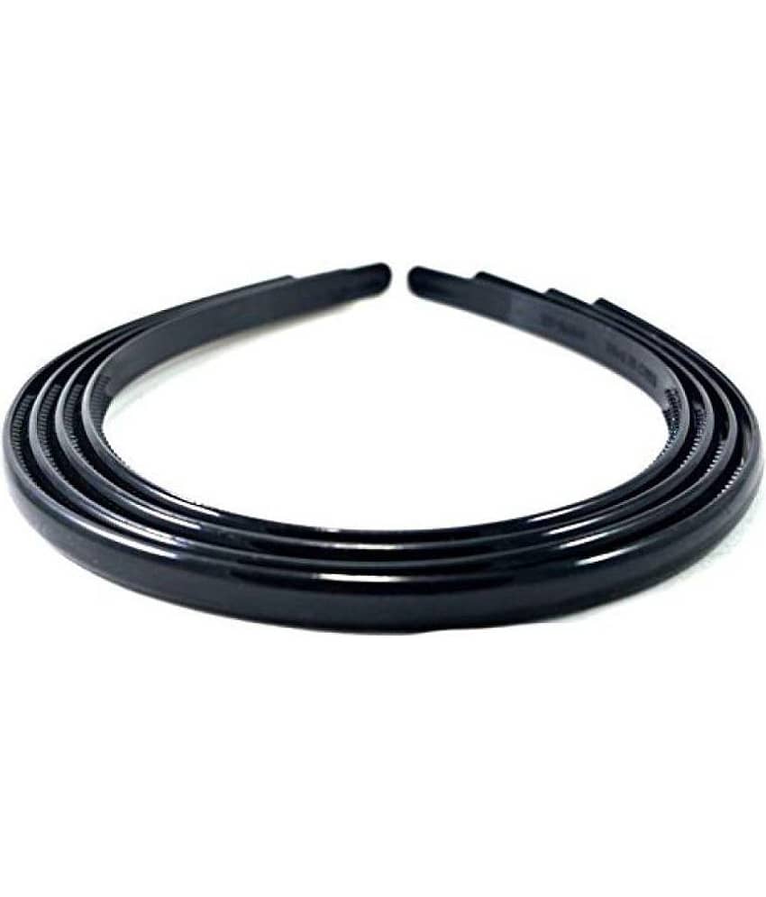Fok Set Of 6 Black Color Plastic Hair Bands (8 mm) - Jewellery Sets | Buy online on ZillyBuy