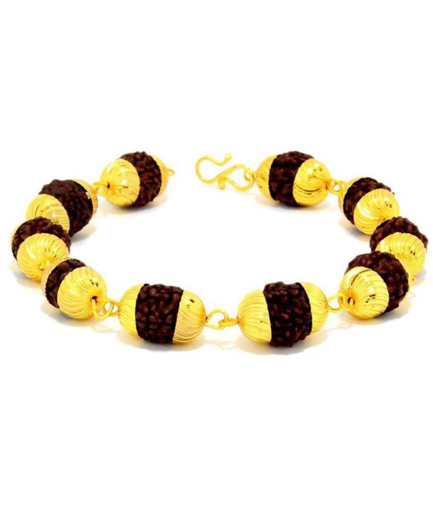Onnet 100% Original 5 Mukhi Rudraksha Breslate In 12mm Big Size Beads With Gold Plated Cap Onnet 100% Original 5 Mukhi Rudraksha Breslate In 12mm Big Size Beads With Gold Plated Cap