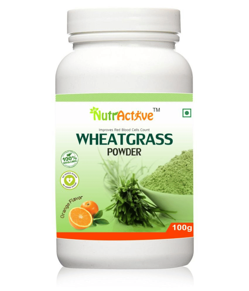 NutrActive organic wheat grass powder with orange flavor 100 gm Orange Vitamins Powder