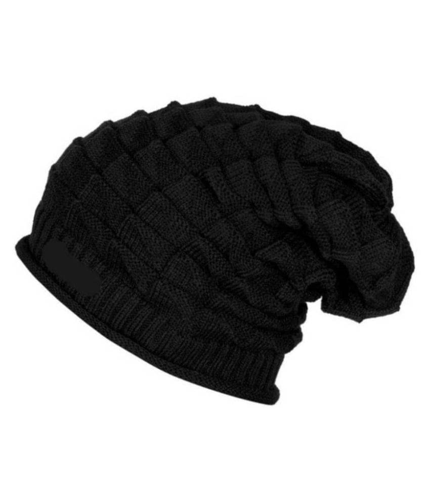     			Tahiro Black Woollen Fur Beanie Cap - Pack Of 1
