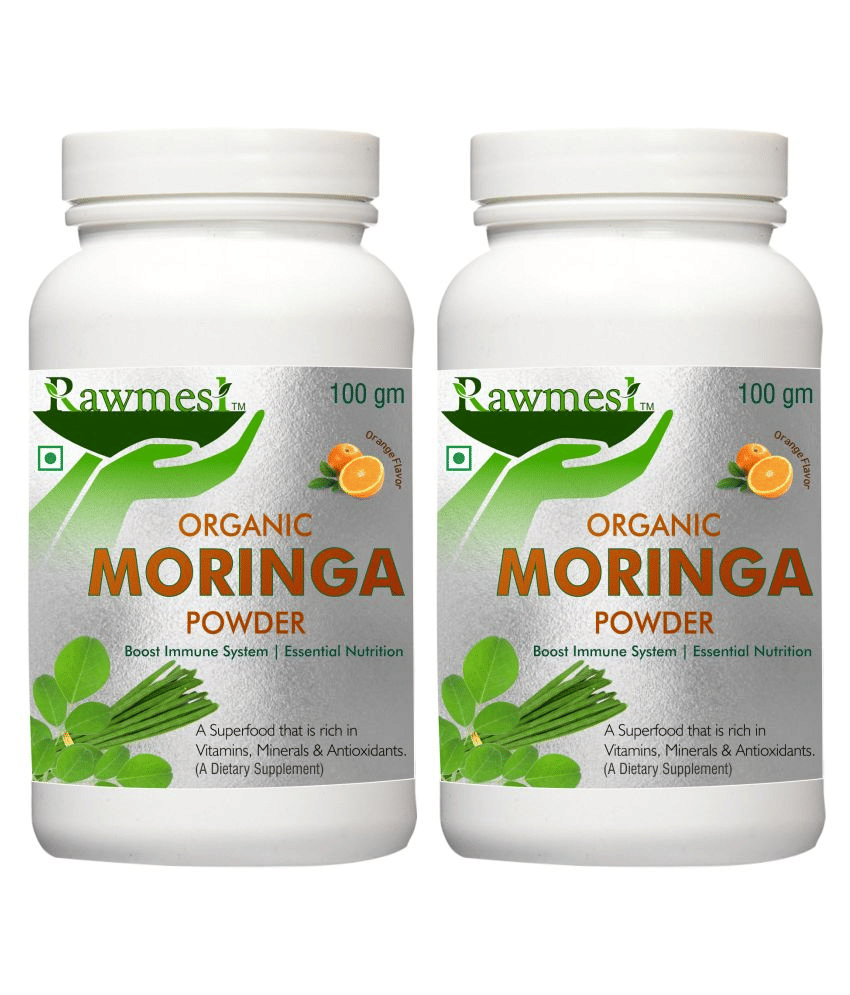 rawmest Organic Moringa powder | High Antioxidant, 200 gm Orange Multivitamins Powder Pack of 2