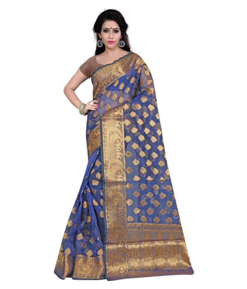 Gazal Fashions Banarasi Silk Printed Saree With Unstitched Blouse Piece ( Multicolor ) - Sarees | Buy online on ZillyBuy
