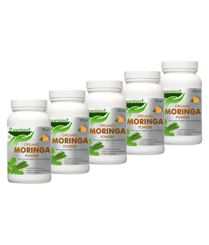 rawmest Organic Moringa Powder With Orange Flavour 500 gm Orange Multivitamins Powder Pack of 5