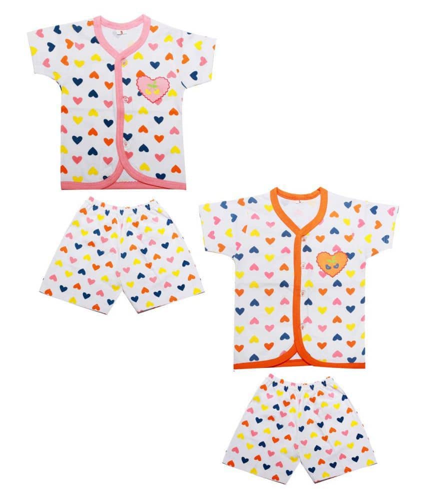 Babeezworld Pack of 2 Unisex for Baby 100% Cotton T Shirts & Shorts ( Multi )