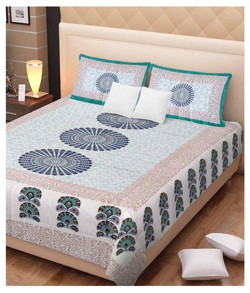     			Kismat Collection Cotton Double Bedsheet ( Blue )