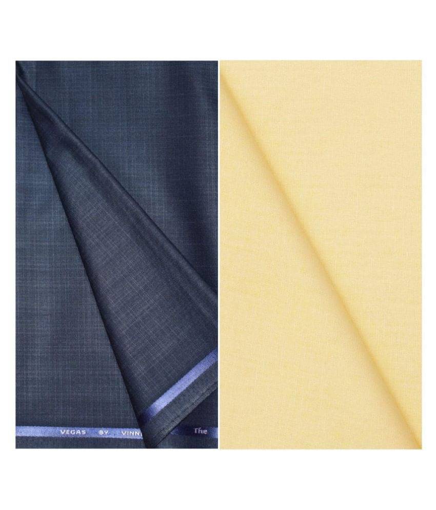     			KUNDAN SULZ GWALIOR Multi Linen Unstitched Shirts & Trousers 1 Pant and Shirt Piece For Men