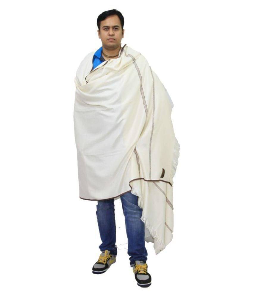     			Vrinde White Borders Pashmina Shawls For Winters