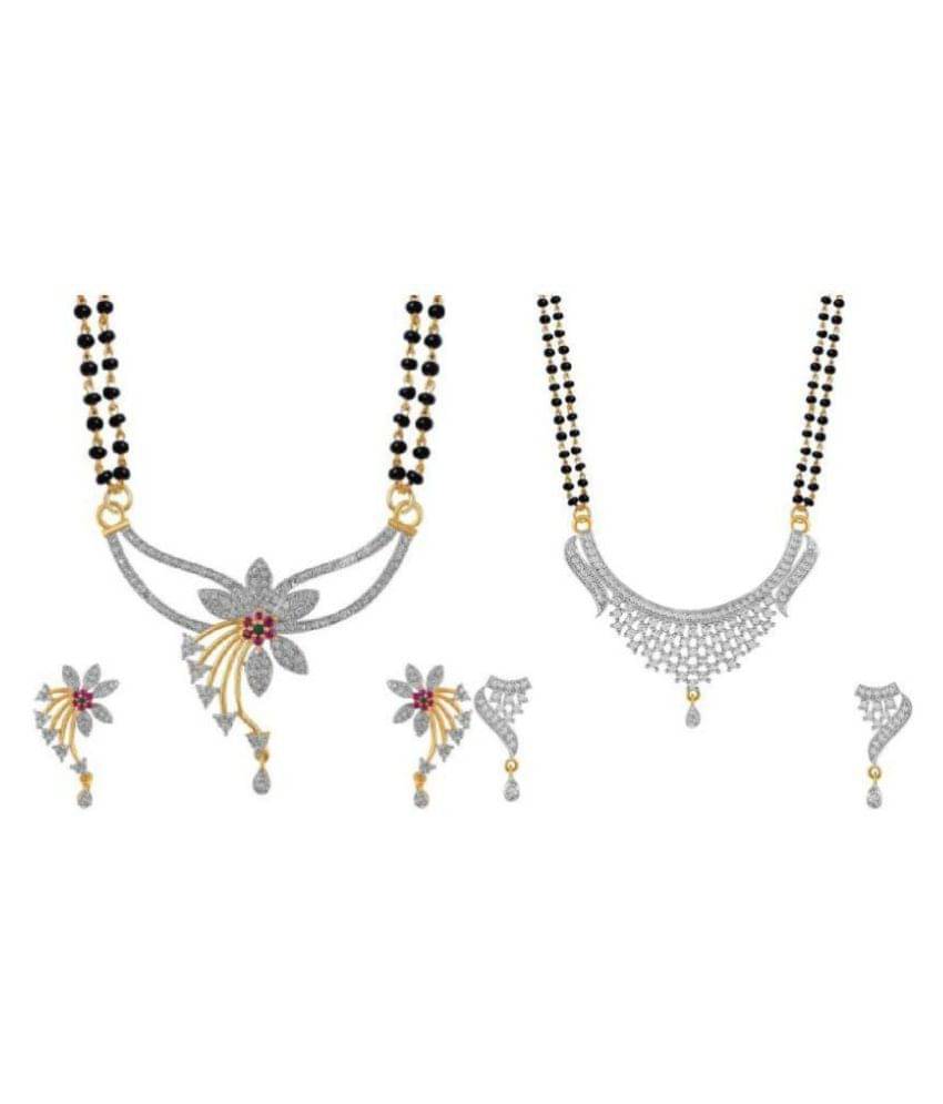     			Navya Collection Latest Design Gold Plated American Diamond Mangalsutra Set Combo For Woman