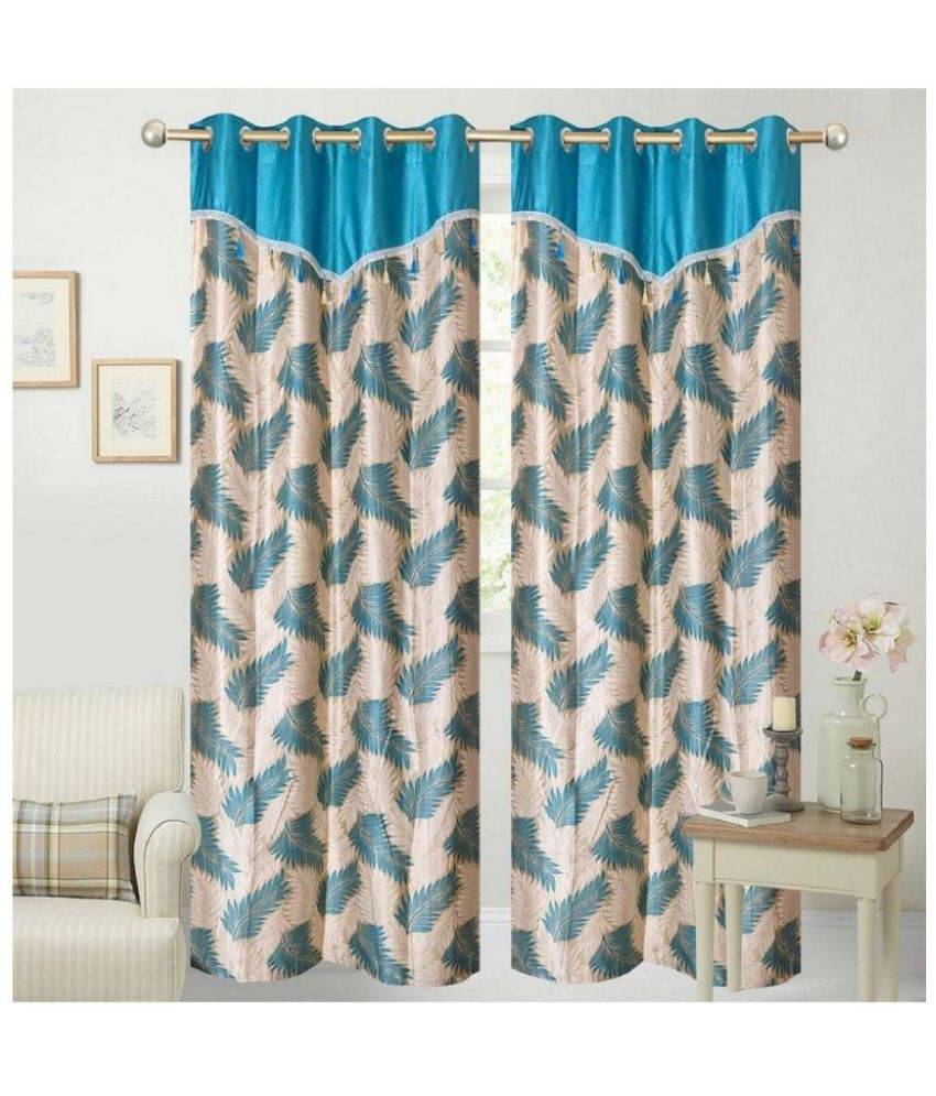 Panipat Textile Hub Floral Semi-Transparent Eyelet Window Curtain 5 ft Pack of 4 -Aqua Panipat Textile Hub Floral Semi-Transparent Eyelet Window Curtain 5 ft Pack of 4 -Aqua