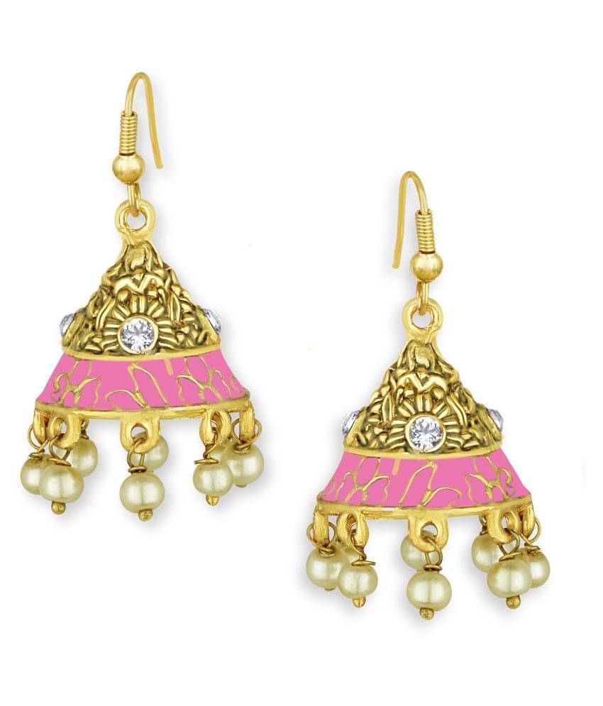 Spargz Eye-Catchy Enamel Gold Plated Jhumki Earring For Women aier_1233 Spargz Eye-Catchy Enamel Gold Plated Jhumki Earring For Women aier_1233