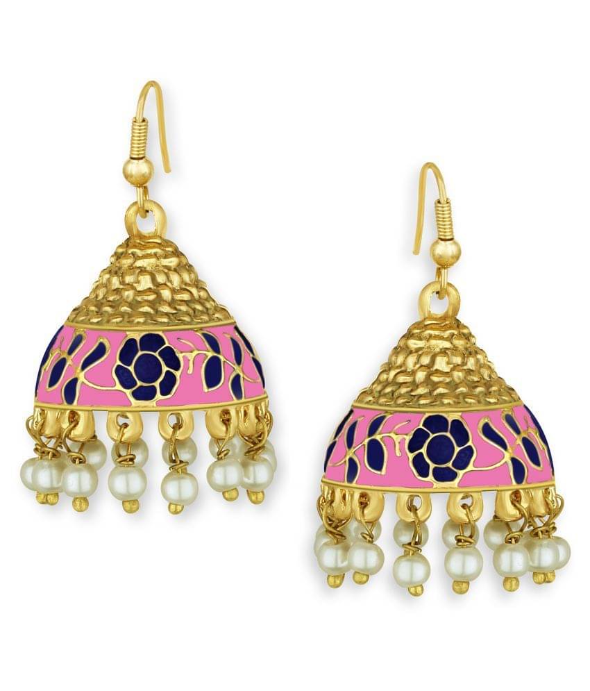     			Spargz - Golden Jhumki Earrings ( Pack of 1 )