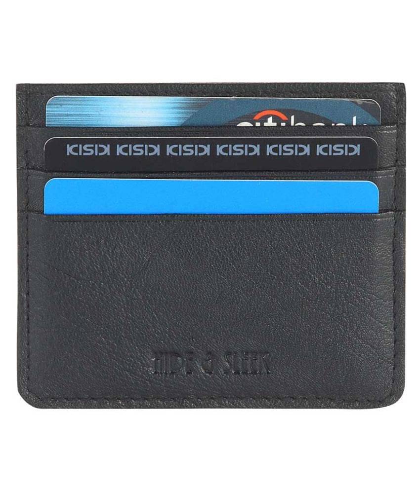     			Hide&Sleek RFID Protected Genuine Leather Black Atm Card Holder