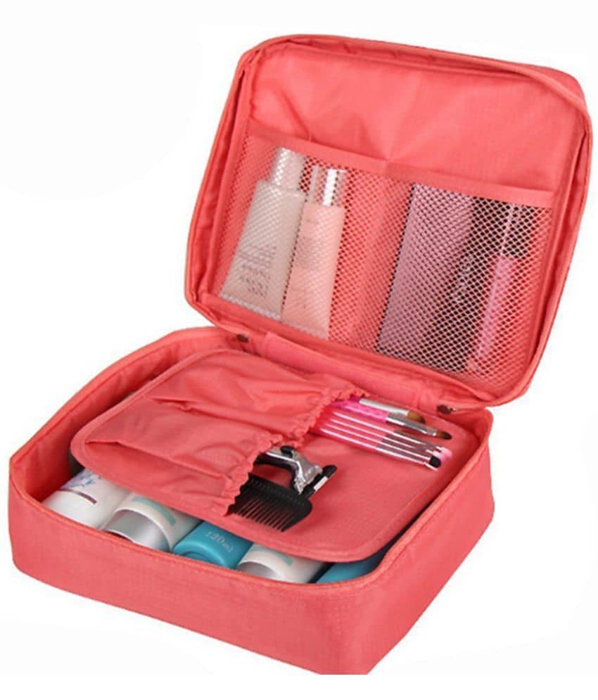 Kanha Peach Puff Multi-Pouch Cosmetic Makeup Toiletry Bag