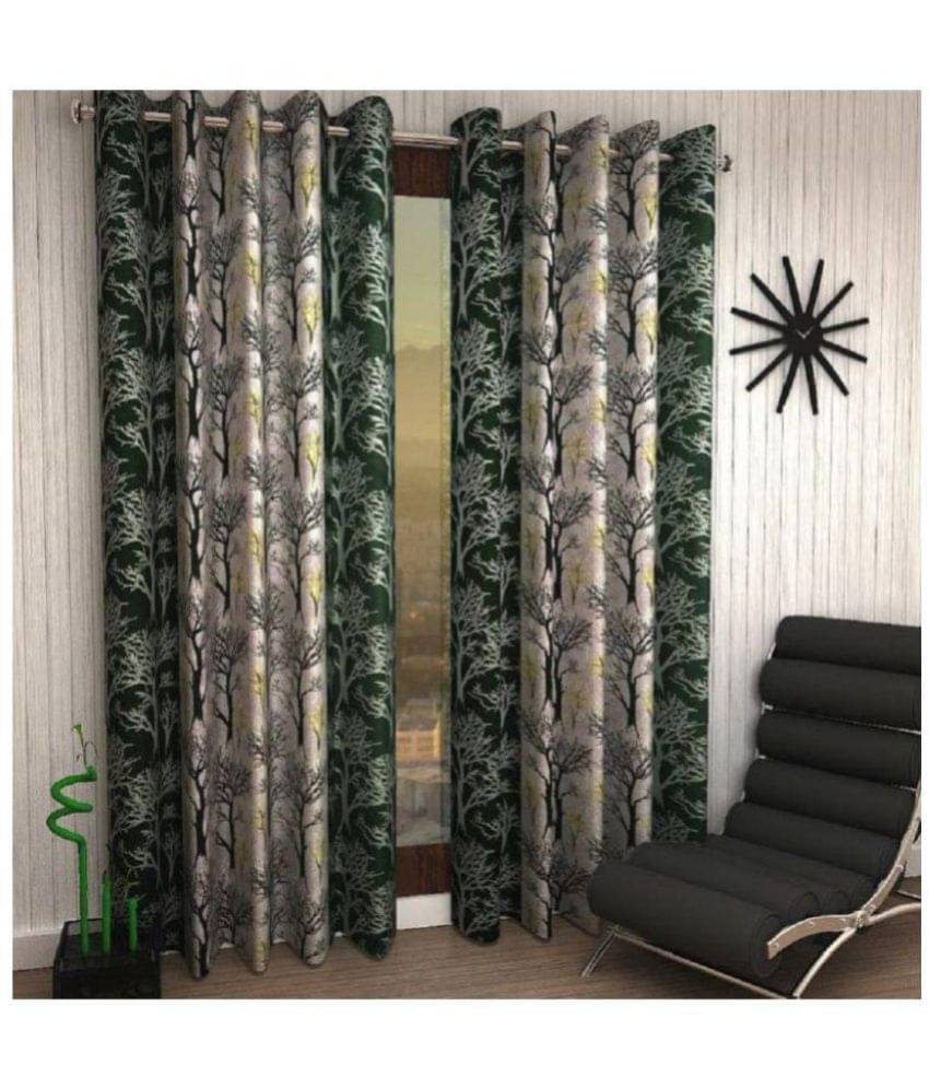 Tanishka Fabs Semi-Transparent Curtain 5 ft ( Pack of 2 ) - Multi Color Tanishka Fabs Semi-Transparent Curtain 5 ft ( Pack of 2 ) - Multi Color