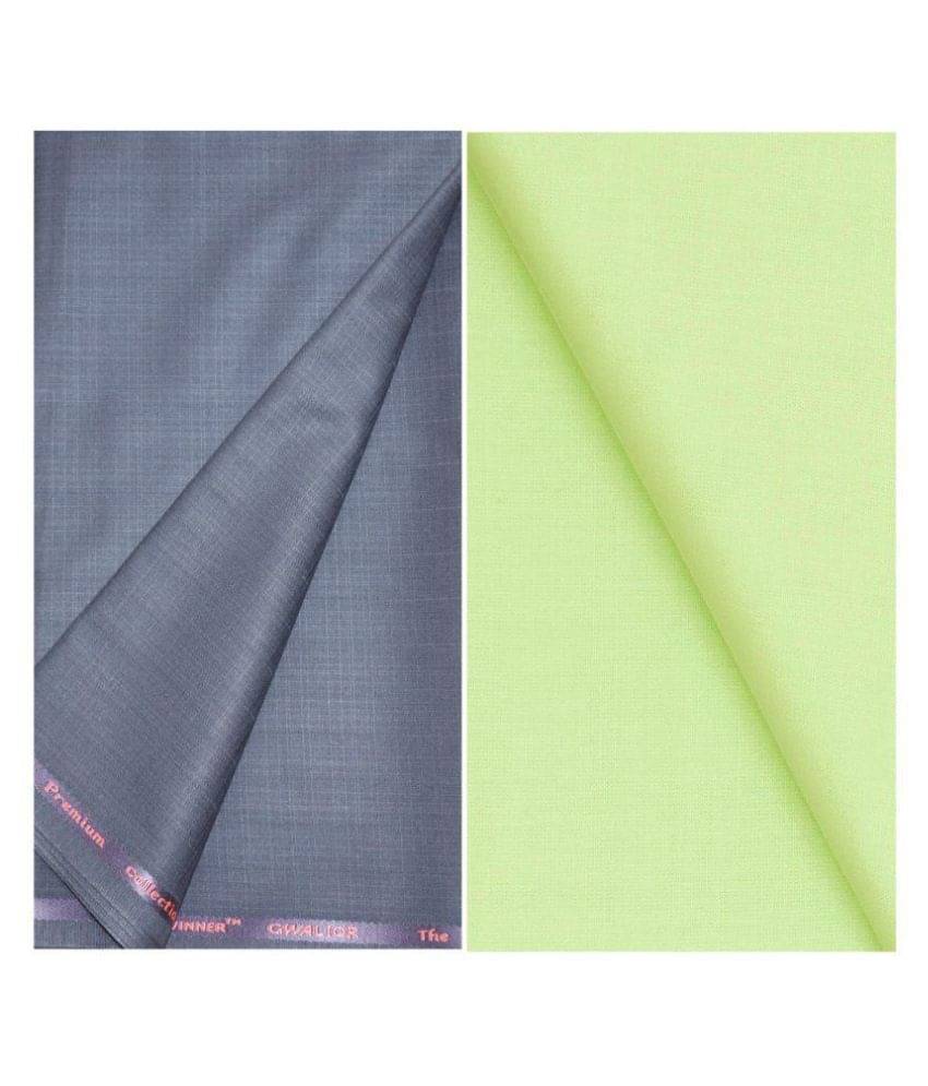     			KUNDAN SULZ GWALIOR Multi Cotton Blend Unstitched Shirts & Trousers 1 Pant and Shirt Piece For Men