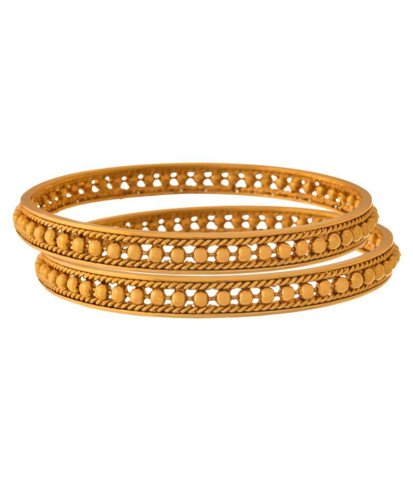 JFL - Traditional Ethnic One Gram Gold Plated Golden Bead Designer Bangle Set for Women - Bangles & Bracelets | Buy online on ZillyBuy