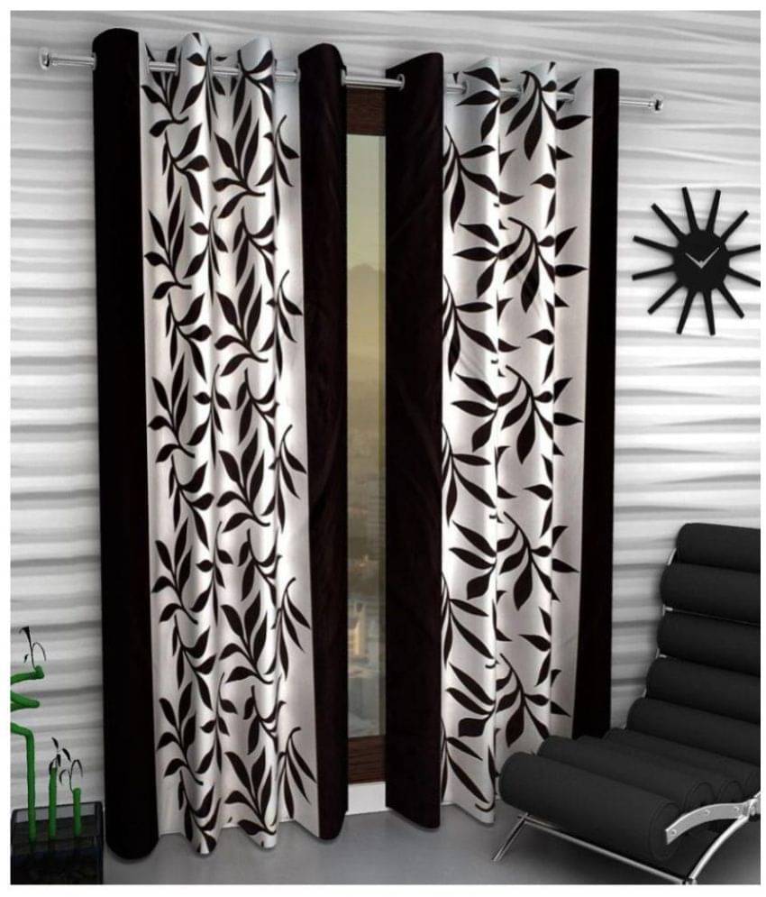 Tanishka Fabs Floral Semi-Transparent Eyelet Door Curtain 7 ft Pack of 2 -Multi Color Tanishka Fabs Floral Semi-Transparent Eyelet Door Curtain 7 ft Pack of 2 -Multi Color