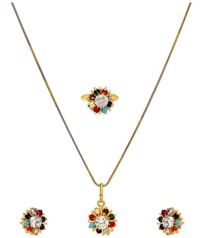 Bhagya Lakshmi Women's Pride Pendent With Earrings And Ring For Women     			Bhagya Lakshmi Women's Pride Pendent With Earrings And Ring For Women