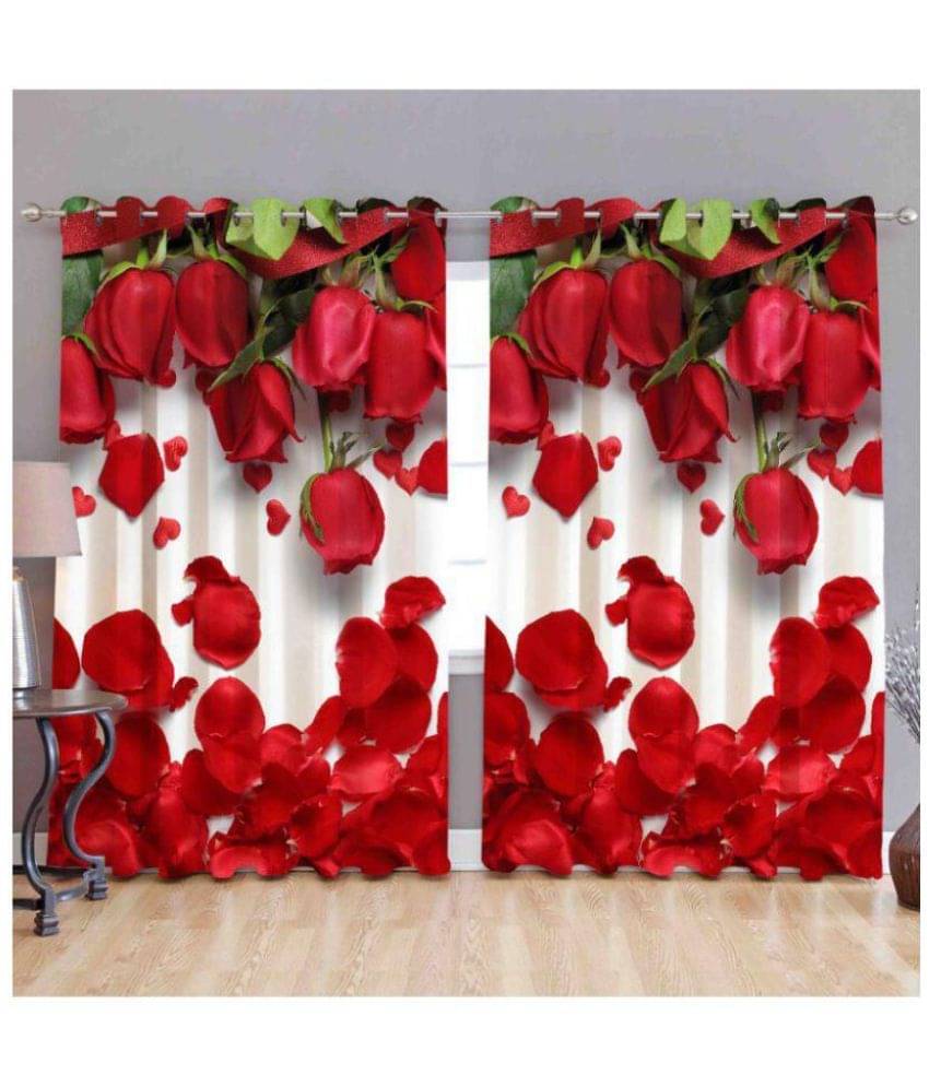 Tanishka Fabs Printed Semi-Transparent Eyelet Door Curtain 7 ft Pack of 2 -Multi Color Tanishka Fabs Printed Semi-Transparent Eyelet Door Curtain 7 ft Pack of 2 -Multi Color