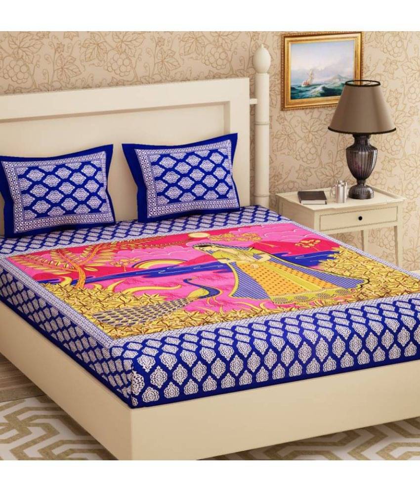 Bombay Spreads Cotton Double Bedsheet ( Blue ) Bombay Spreads Cotton Double Bedsheet ( Blue )