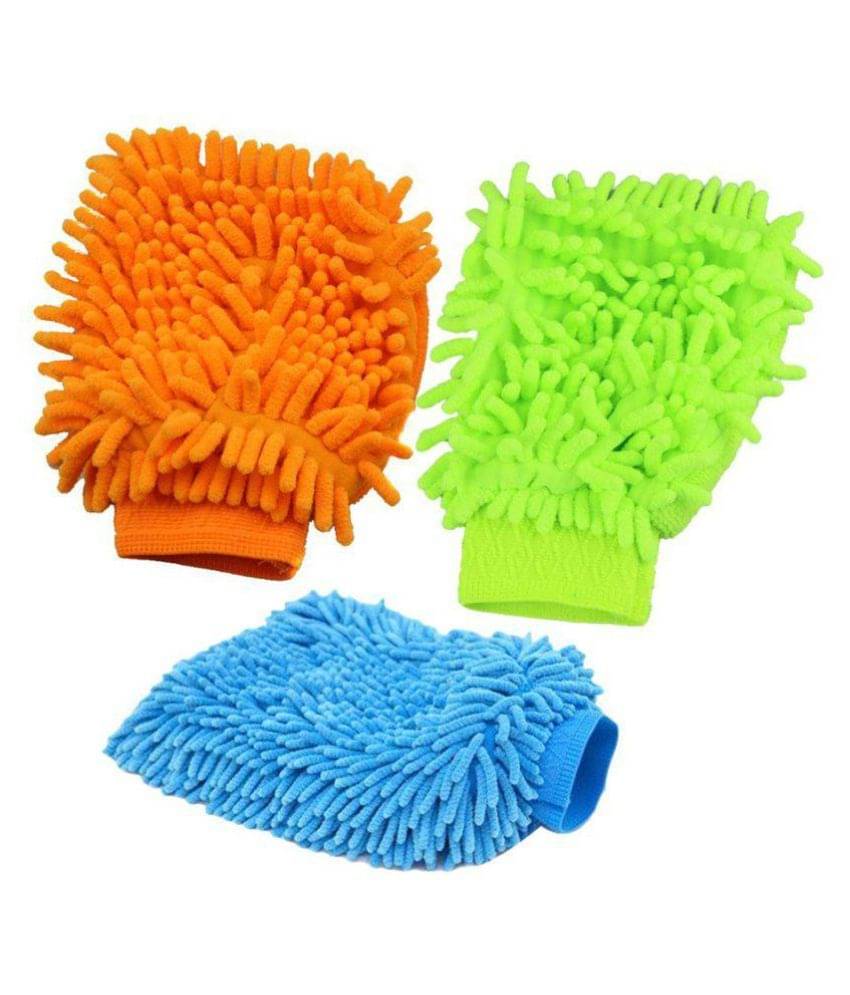     			Mockhe Premium Microfiber Cleaning Glove for Cars, Bikes, Office, Home and Kitchen- Assorted Colour- Pack of 3