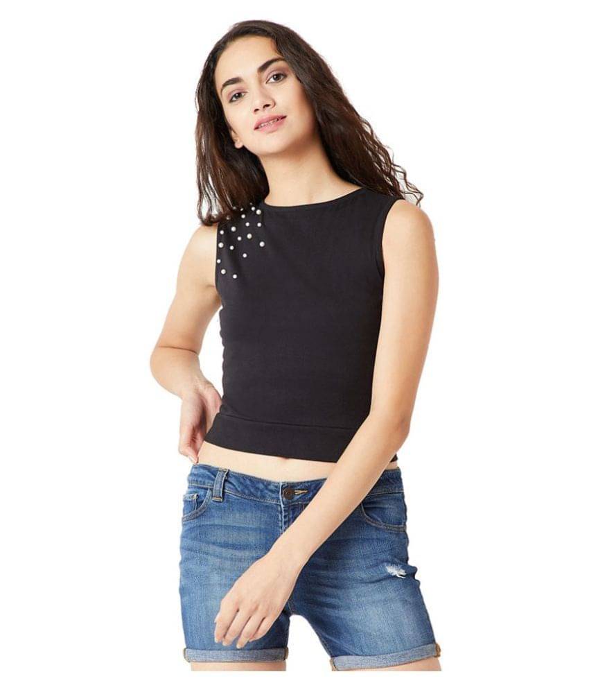     			Miss Chase Women's Cotton Crop Top ( Black )