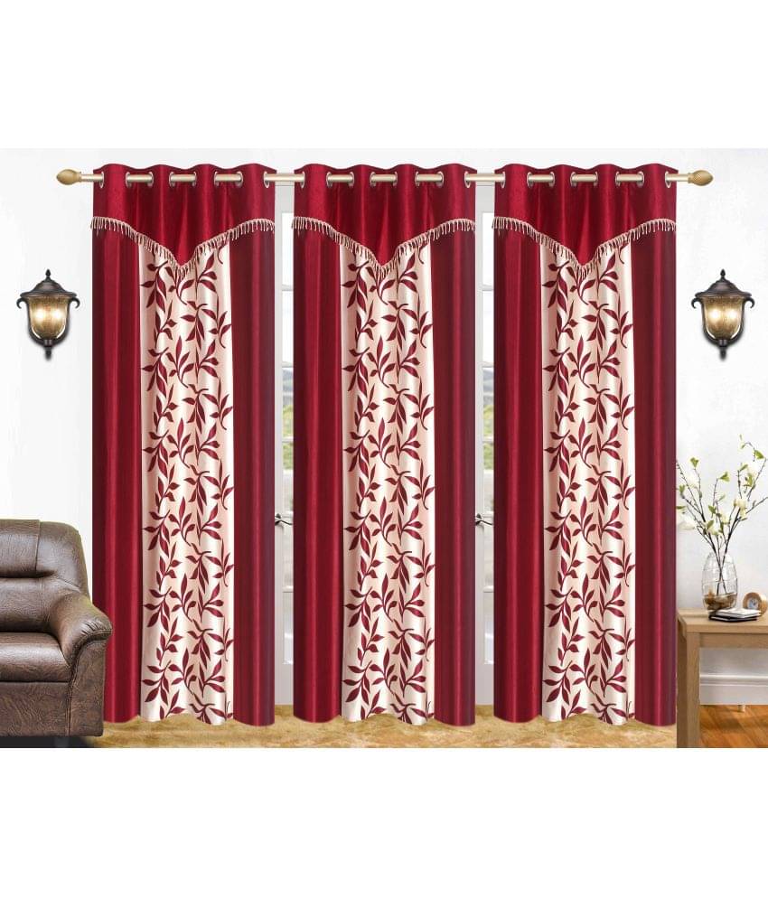 Stella Creations Set of 3 Door Blackout Eyelet Polyester Curtains Maroon Stella Creations Set of 3 Door Blackout Eyelet Polyester Curtains Maroon