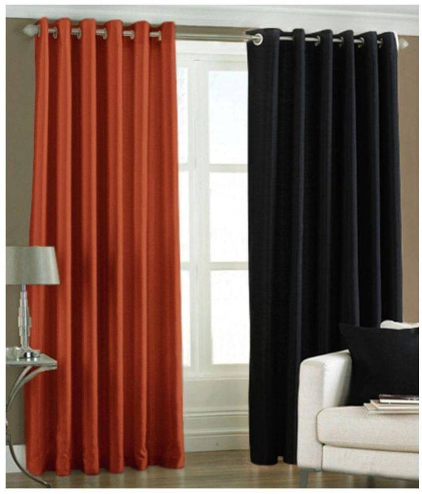    			Phyto Home Solid Semi-Transparent Eyelet Window Curtain 5 ft Pack of 2 -Multi Color