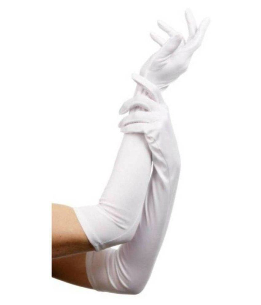 Tahiro White Cotton Protective Full Arm Sleeve Gloves - Pack Of 1 Tahiro White Cotton Protective Full Arm Sleeve Gloves - Pack Of 1