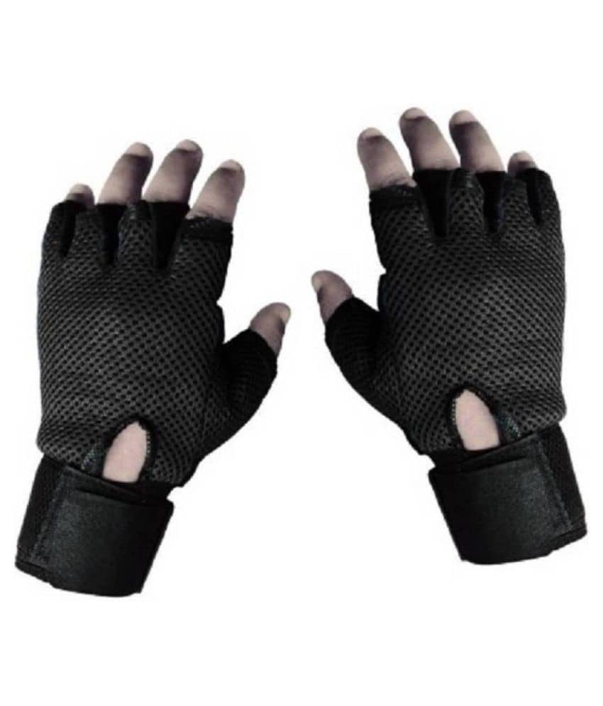 Tahiro Black Leather Gym Weight Lifting Gloves - Pack Of 1 - Sports and Fitness Equipment | Buy online on ZillyBuy