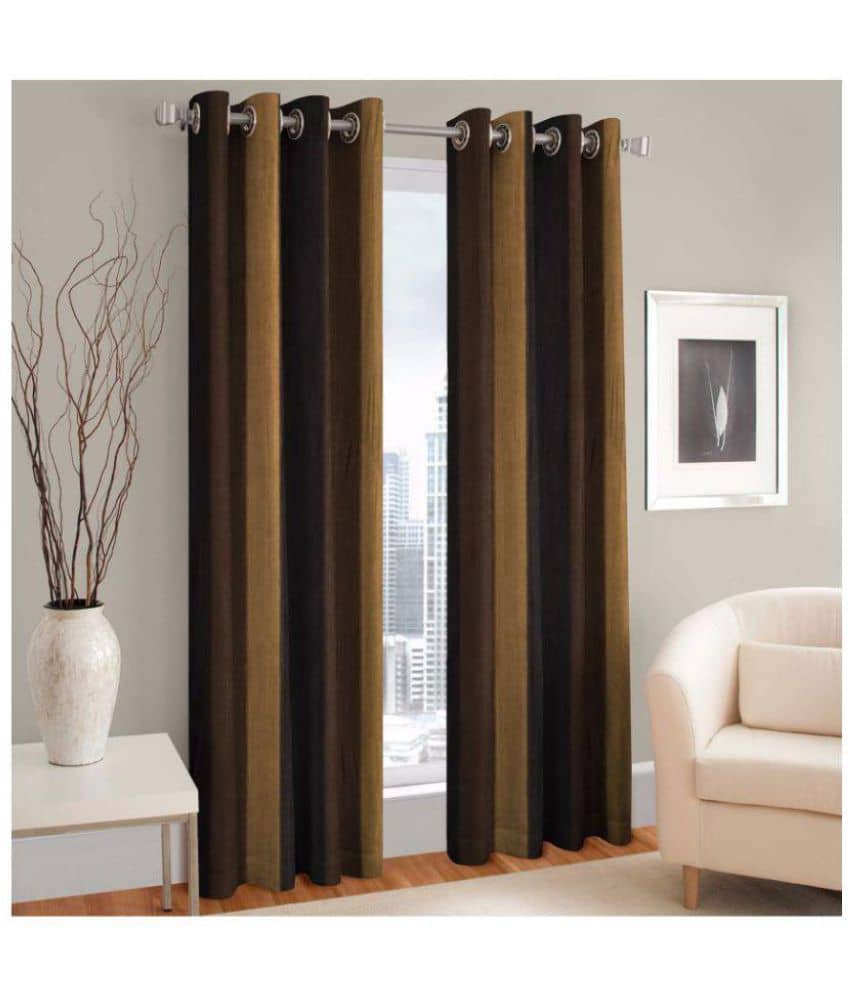 Phyto Home Blackout Eyelet Door Curtain 7 ft Pack of 2 -Brown