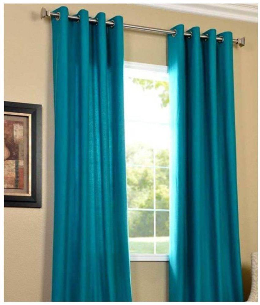 Phyto Home Solid Semi-Transparent Eyelet Window Curtain 5 ft Pack of 2 -Aqua Phyto Home Solid Semi-Transparent Eyelet Window Curtain 5 ft Pack of 2 -Aqua