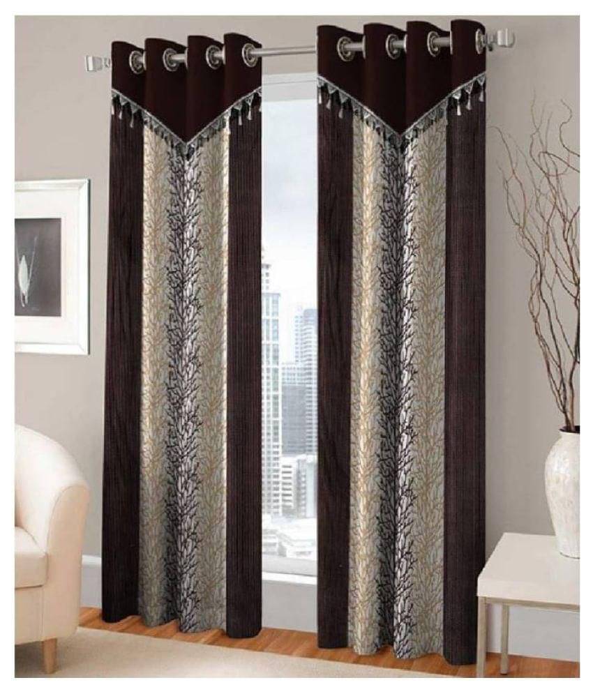 Phyto Home Printed Semi-Transparent Eyelet Window Curtain 5 ft Pack of 4 -Brown Phyto Home Printed Semi-Transparent Eyelet Window Curtain 5 ft Pack of 4 -Brown