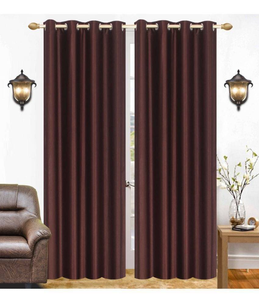 Stella Creations Solid Room Darkening Eyelet Curtain 7 ft ( Pack of 2 ) - Brown Stella Creations Solid Room Darkening Eyelet Curtain 7 ft ( Pack of 2 ) - Brown