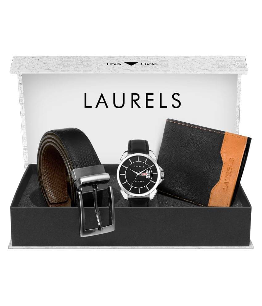     			Laurels Combo Pack: Black Day & Date Function Watch, Black Wallet & Black-Brown Reversible Belt-CP-INC-X-020207-TSK-0206-MG-0206
