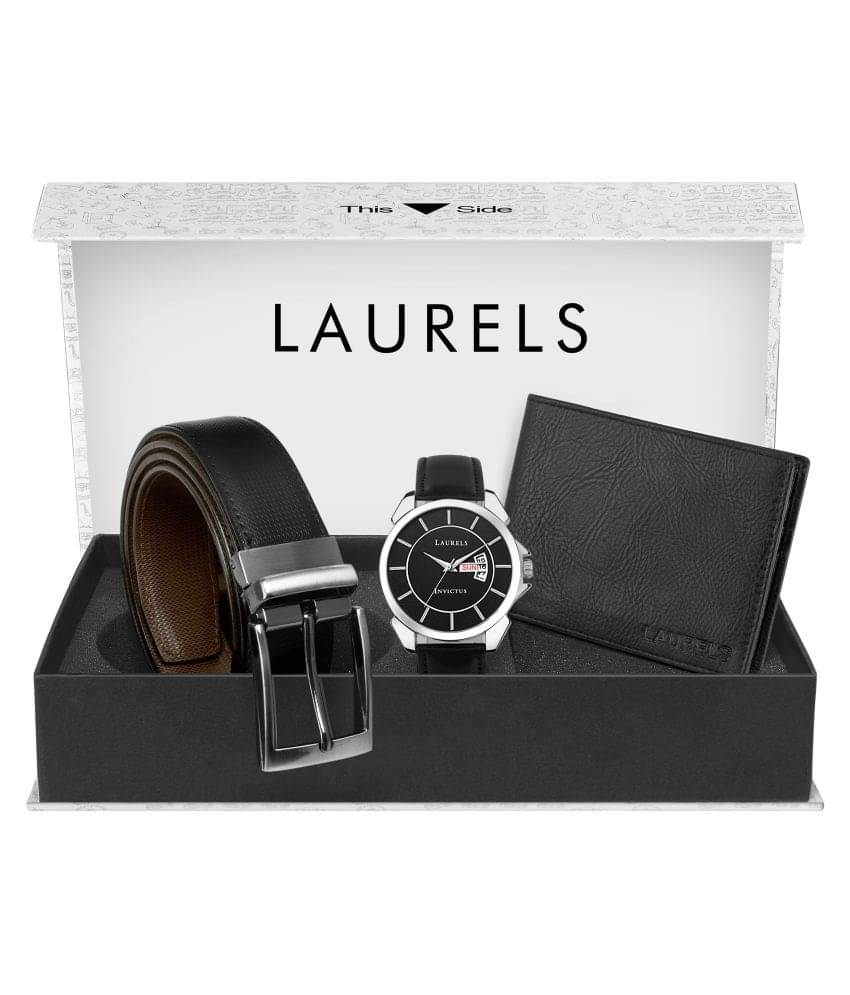     			Laurels Combo Pack: Black Day & Date Function, Black Wallet & Black-Brown Reversible Belt-CP-INC-X-020702-URB-02-MG-0209