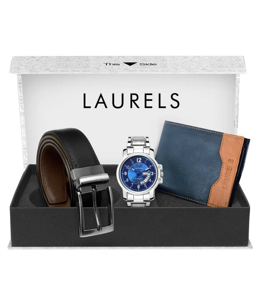     			Laurels Combo Pack: Blue Day & Date Function Watch, Blue Wallet & Black Brown Reversible Belt-CP-INC-030707-TSK-0306-MG-0209