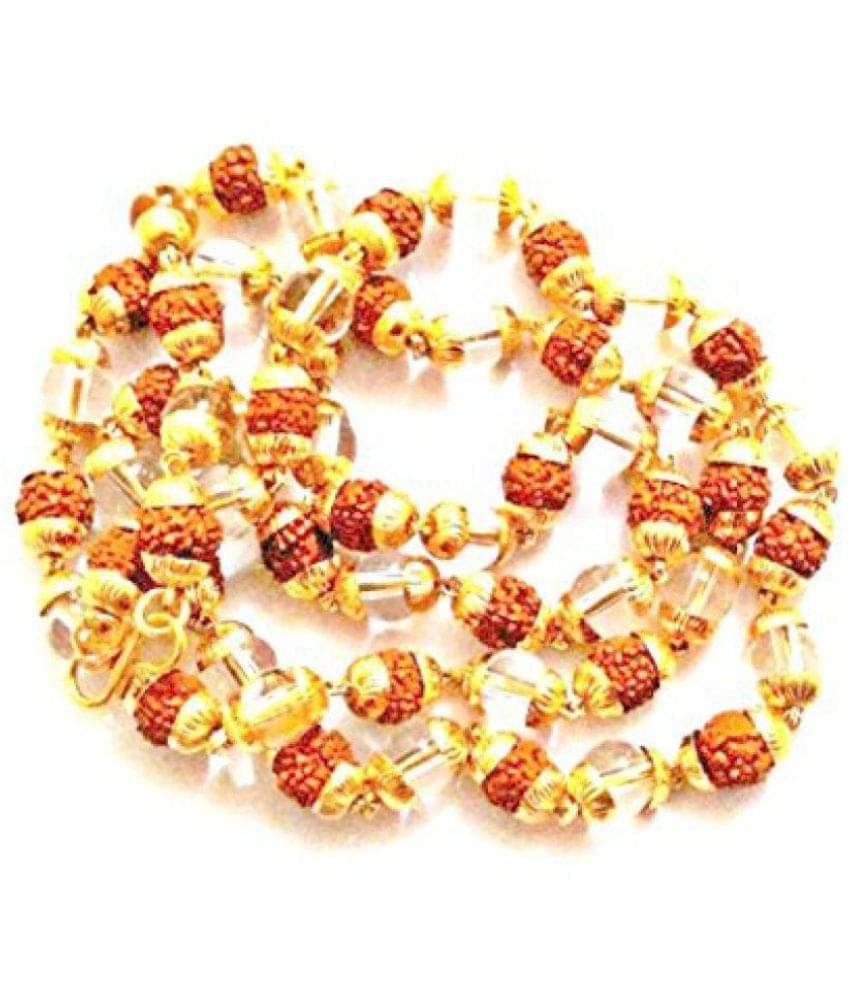     			Malabar Gems Rudraksha & Sphatik in Golden Caps Mala
