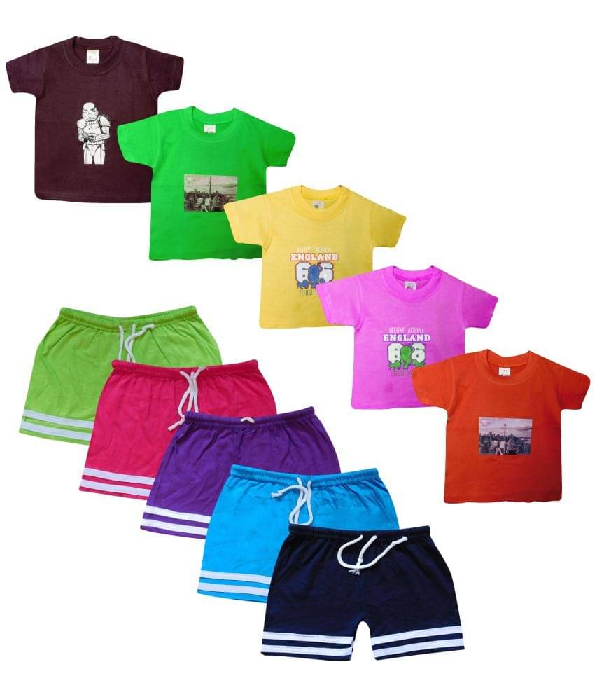     			Jisha Fashion Pack of 5 Boys Cotton Blend Shirt & Pants Set ( Multi )
