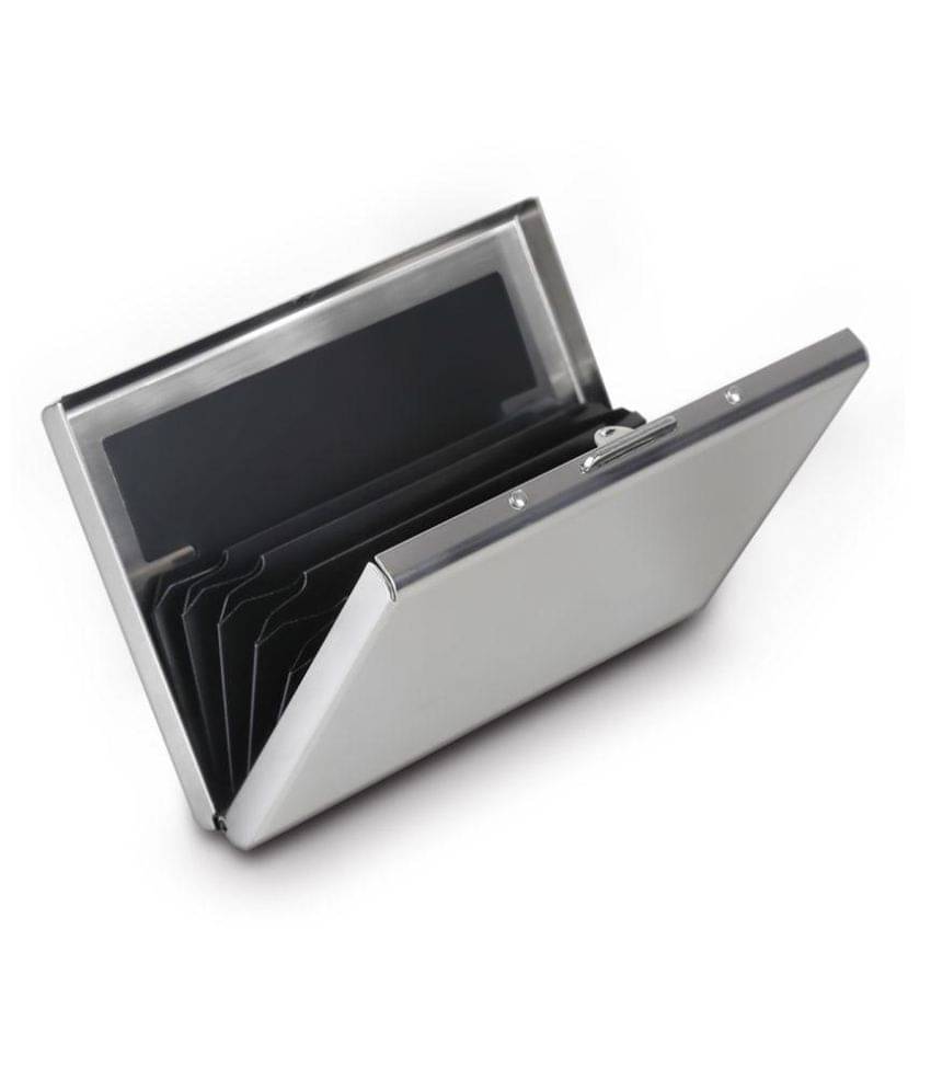     			AmtiQ High Quality Stainless Steel 6 Slots RFID Blocking ATM Credit Debit Business ID memory Card Holder Wallet