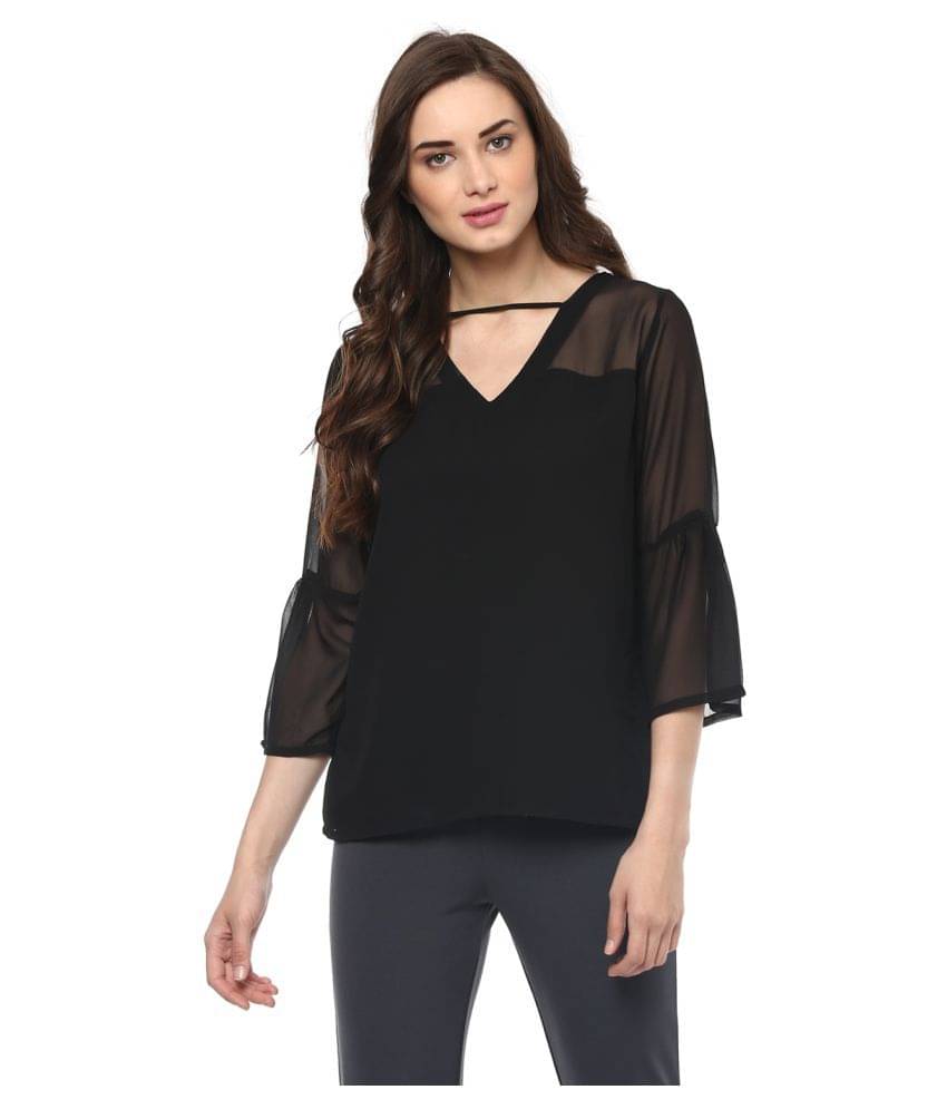 Zima Leto Women's Georgette Regular Top ( Black )     			Zima Leto Women's Georgette Regular Top ( Black )