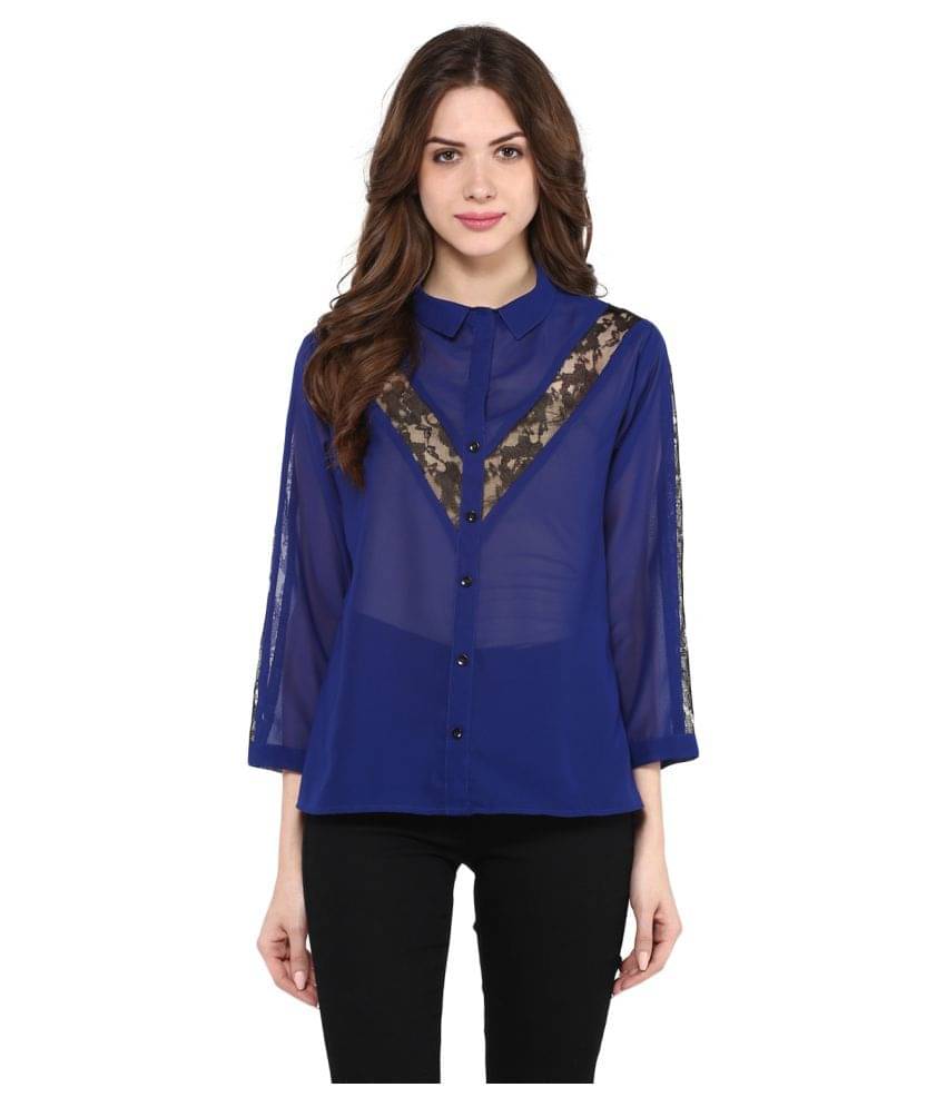 Zima Leto Women's Polyester Regular Top ( Blue ) Zima Leto Women's Polyester Regular Top ( Blue )